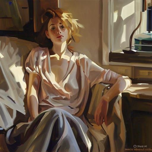 Warm Portrait in Oil Painting Style