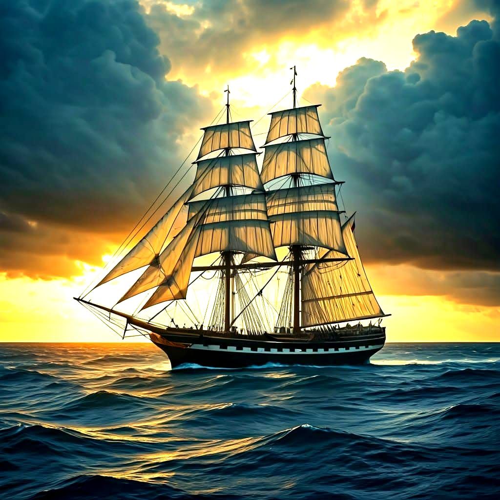 Epic Sailing Ship Digital Matte Painting