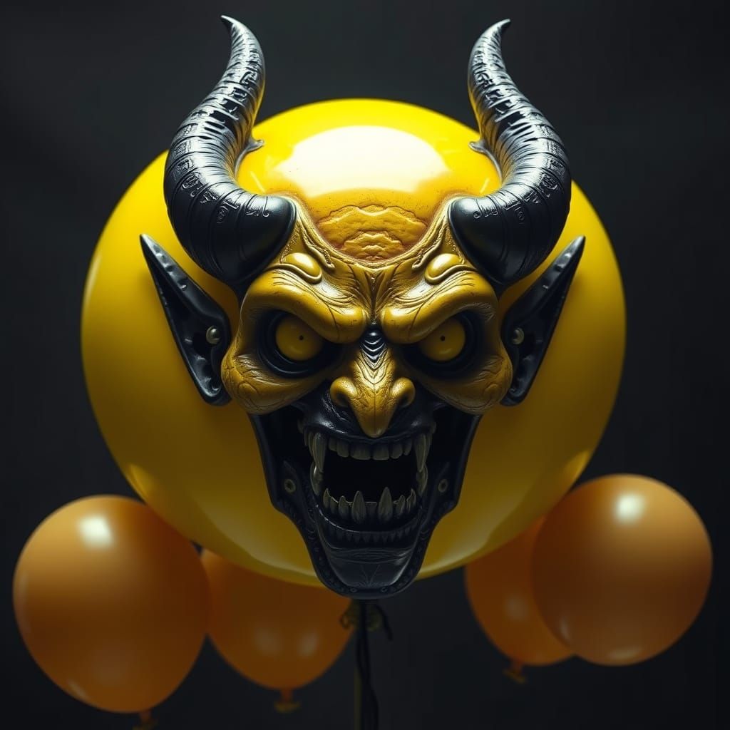 Haunting Devil Balloon Sculpture in Gothic Style
