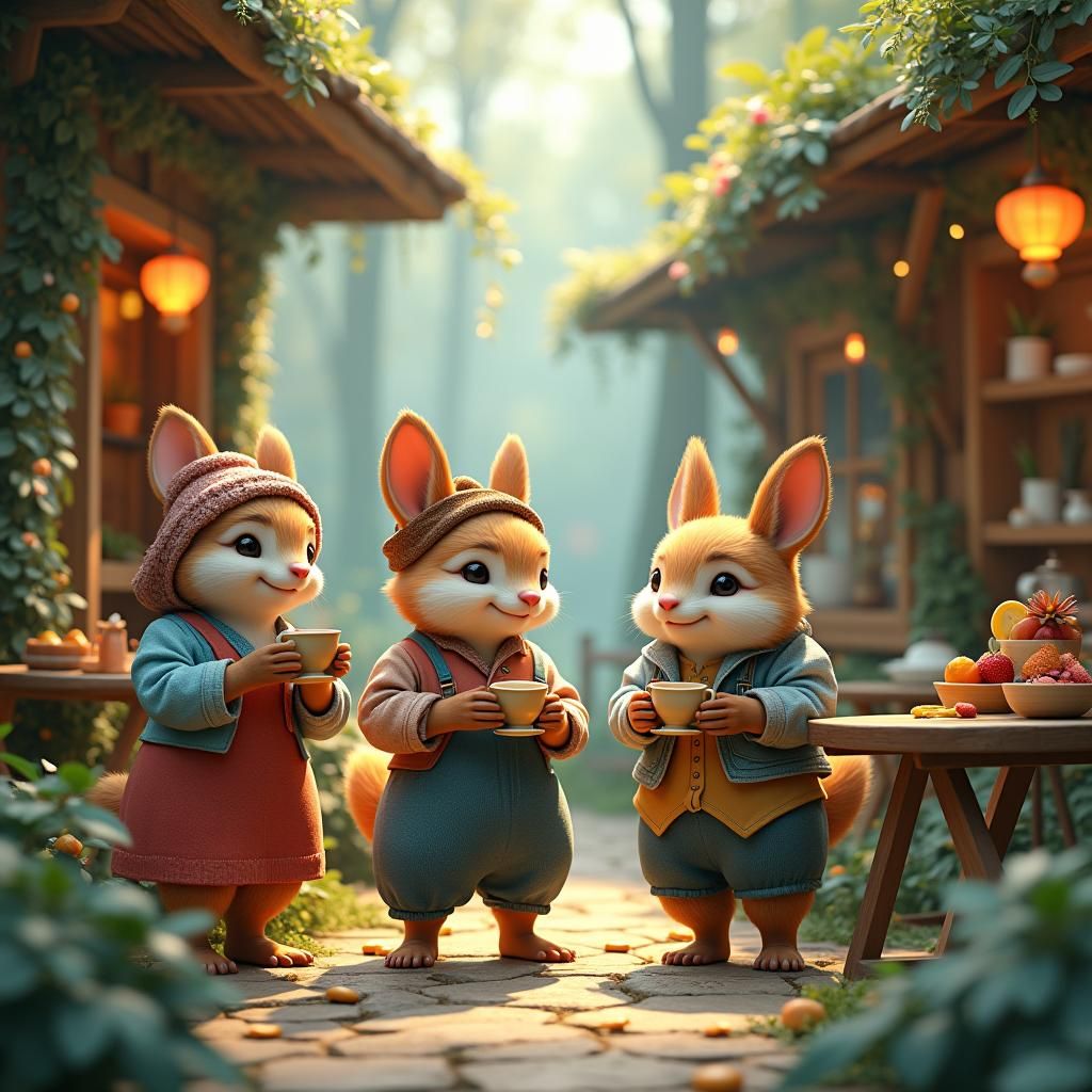 Whimsical Woodland Cafe Run by Anthropomorphic Animals