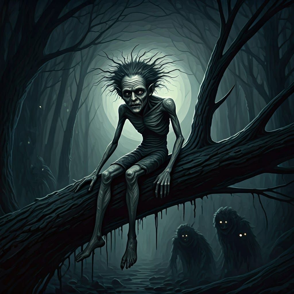 Eerie Creatures Wander Through a Dark Fantasy Night