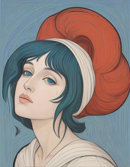 Woman Gazing Skyward in Fauvist Renaissance Style