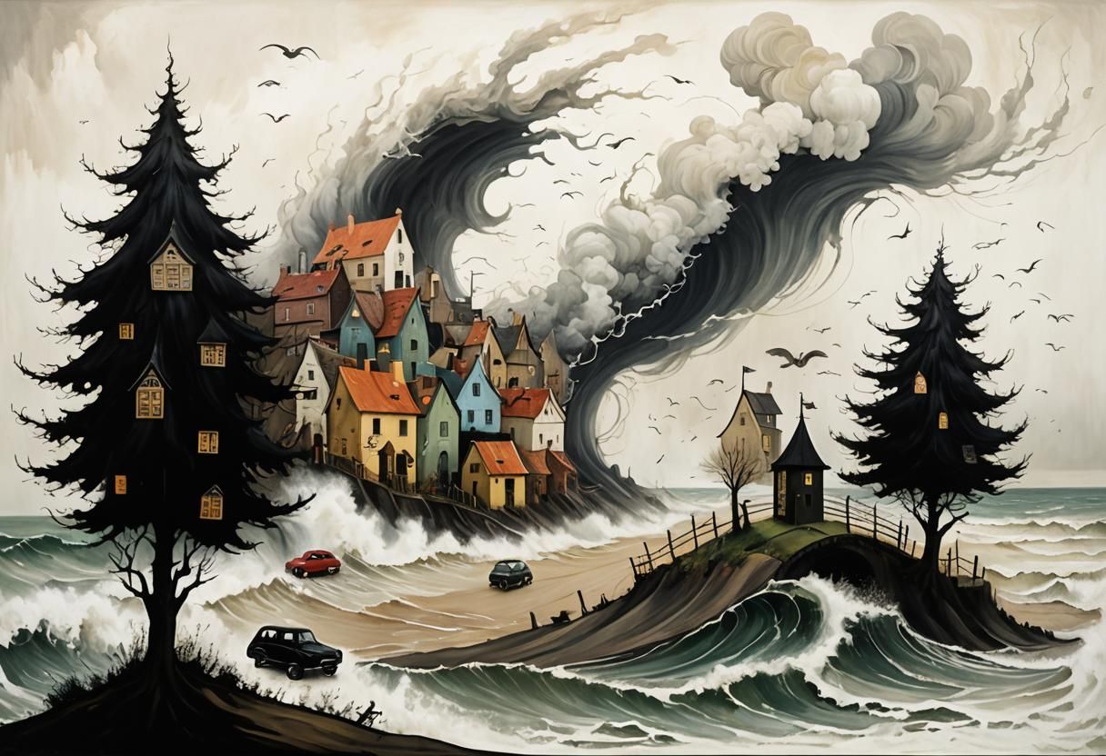 Gothic Fantasy Windstorm in a Surreal Style
