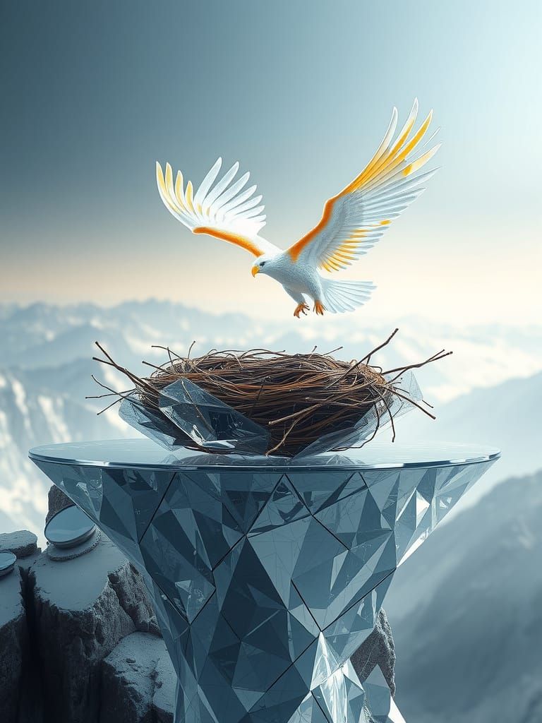 Futuristic Eagle Nest Made of Optical Fibers