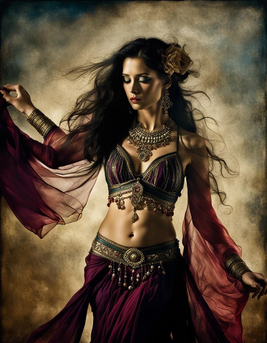 Alluring Belly Dancer in Dramatic Chiaroscuro
