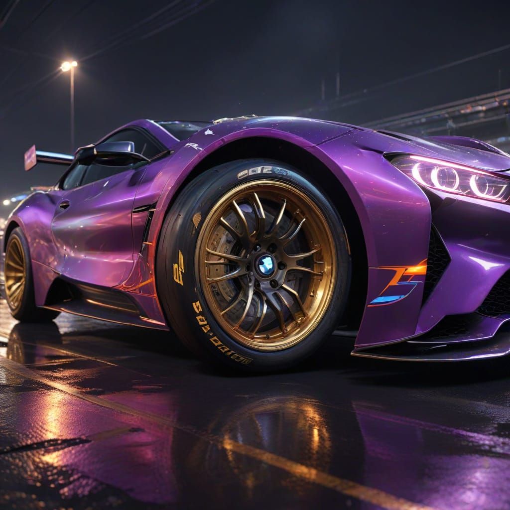 Epic 3D BMW in Cyberpunk Racing Style