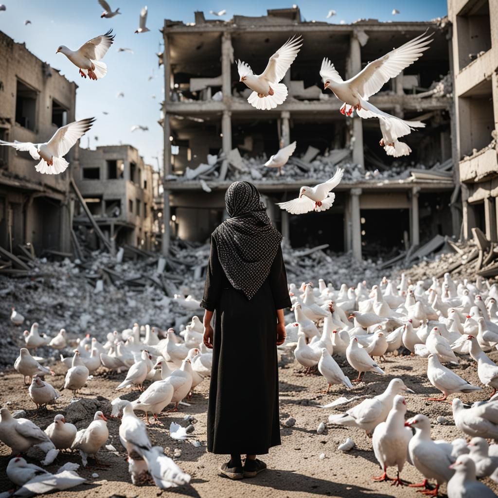 Hopeful Palestinian Girl in War Zone