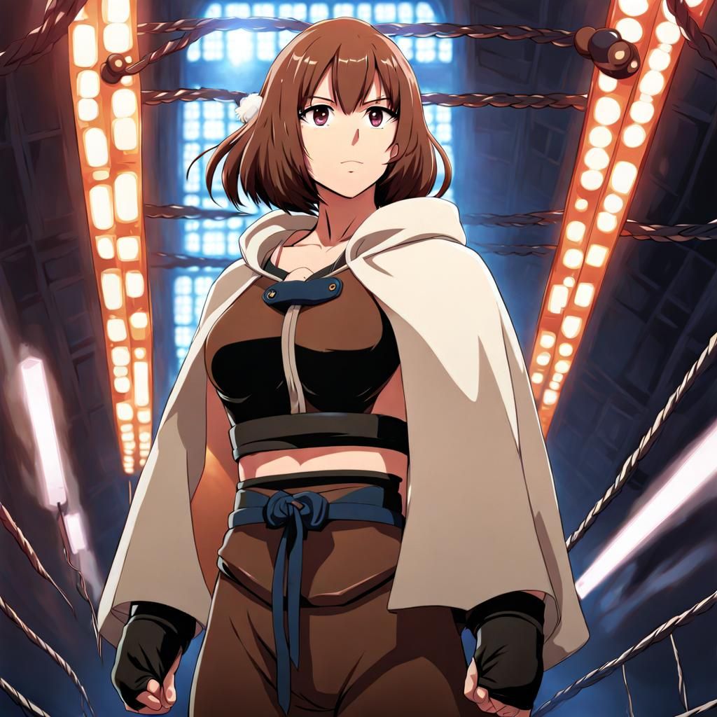 Anime Cage Fighter with Bear Cloak