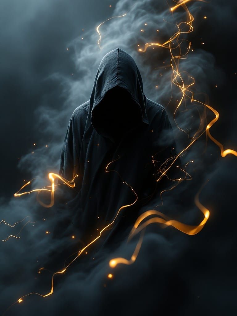 Dark Figure Surrounded by Ethereal Glow