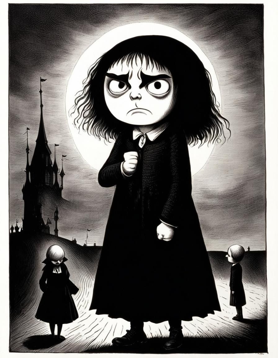 Angry Girl in Gothic Art Style