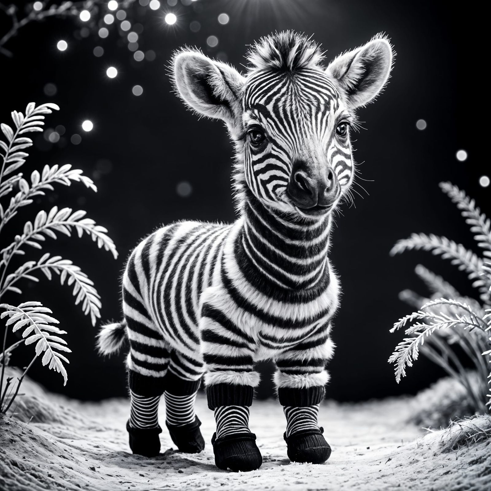 Cute Baby Zebra in Jumper: Black and White