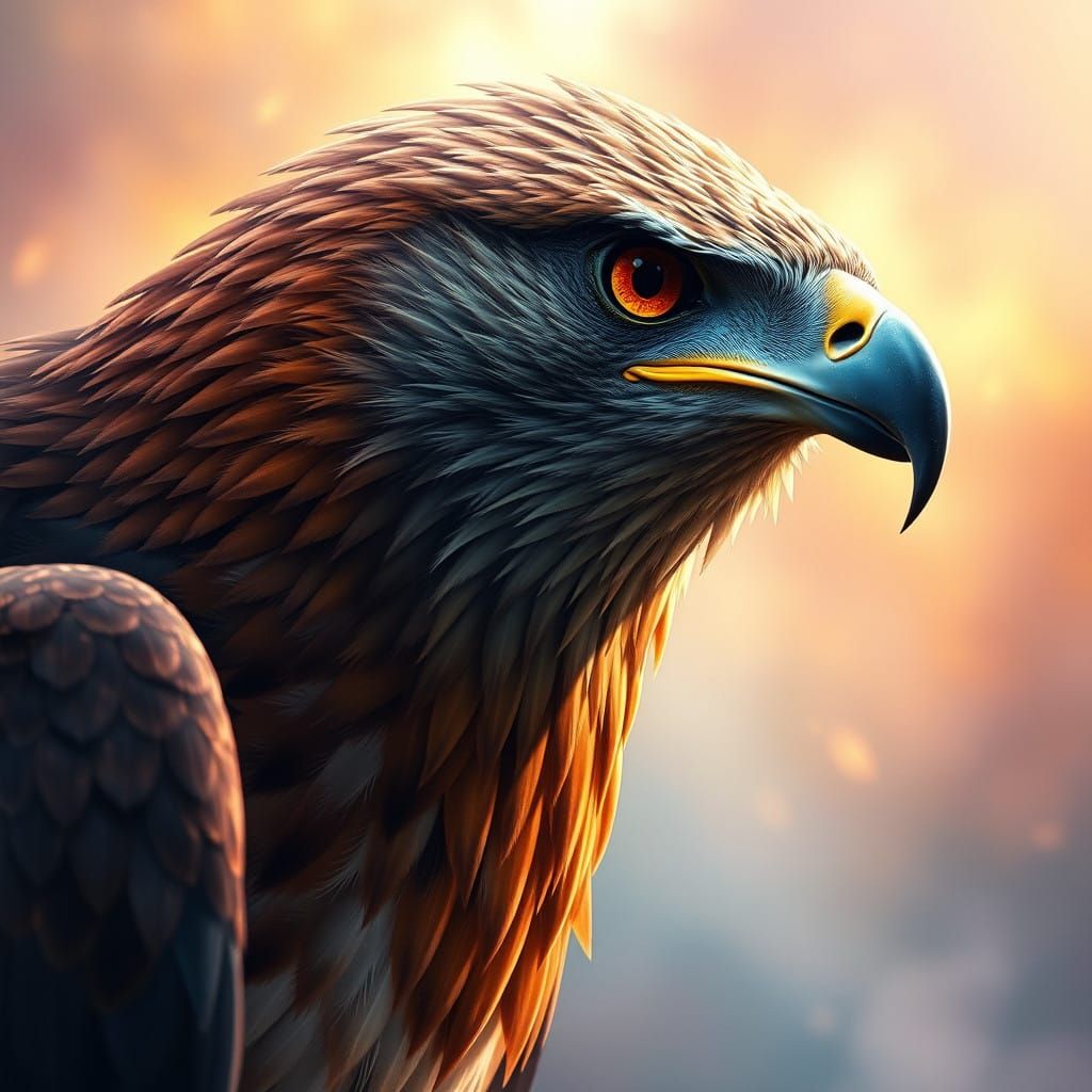 Majestic Hawk in Hyperrealistic Splash Art
