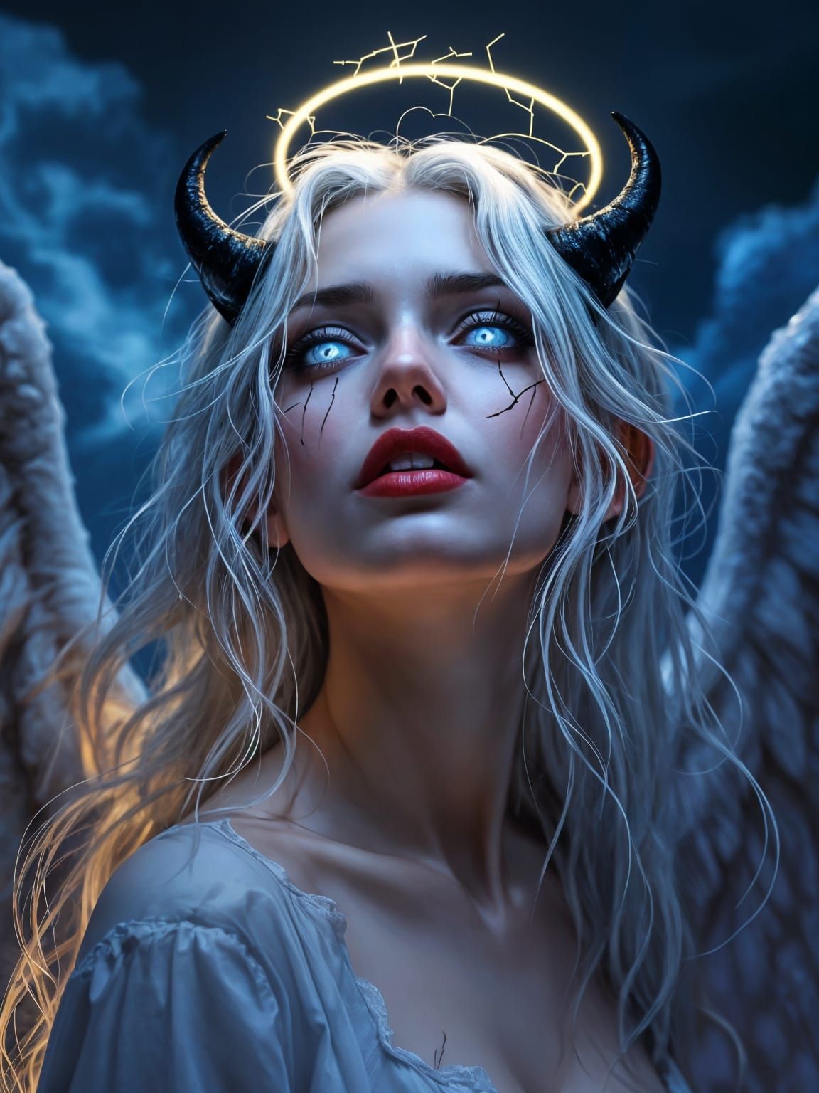 Dark Fantasy Angeless with Cracks in Halo