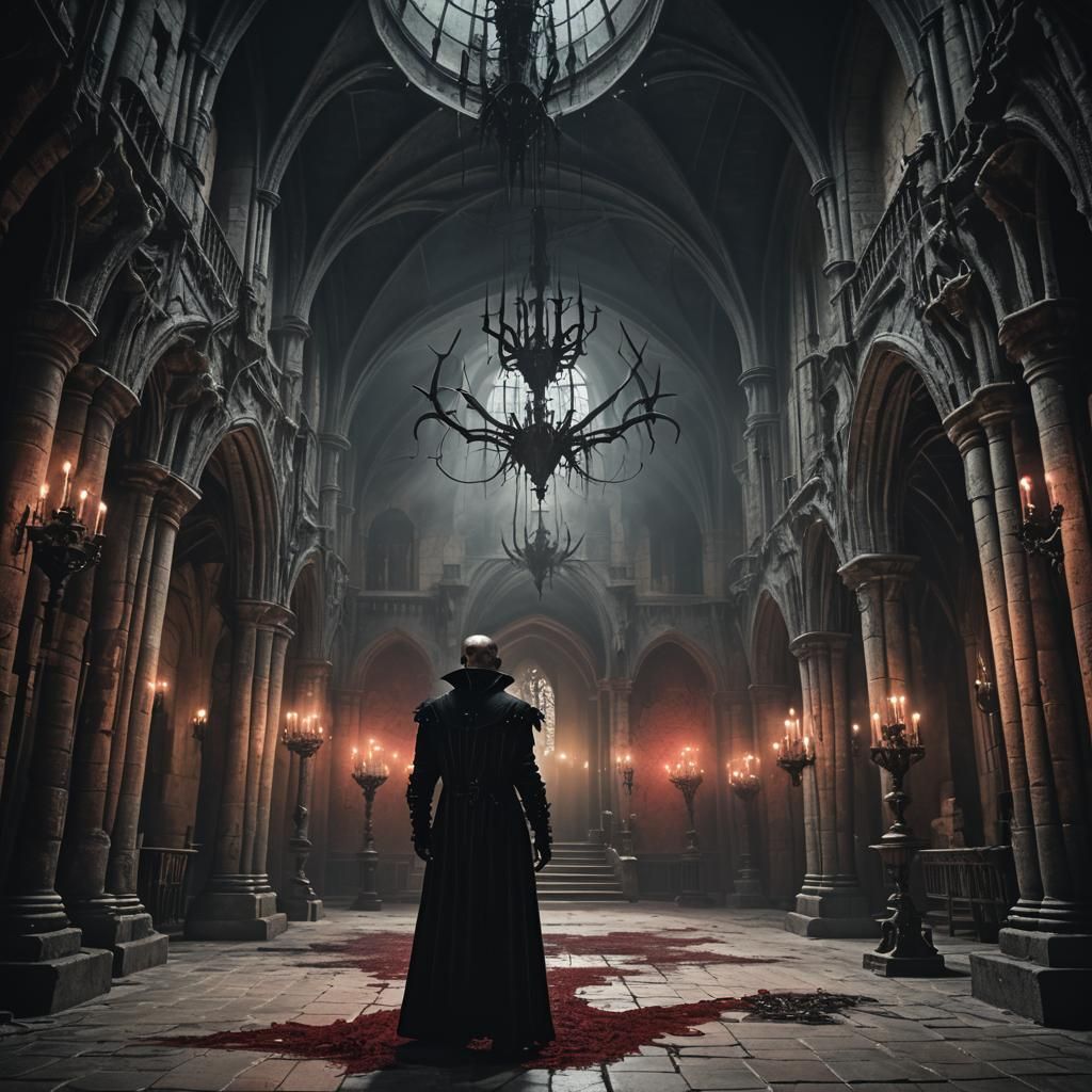 Vampire in Transylvania Castle: Gothic Digital Art