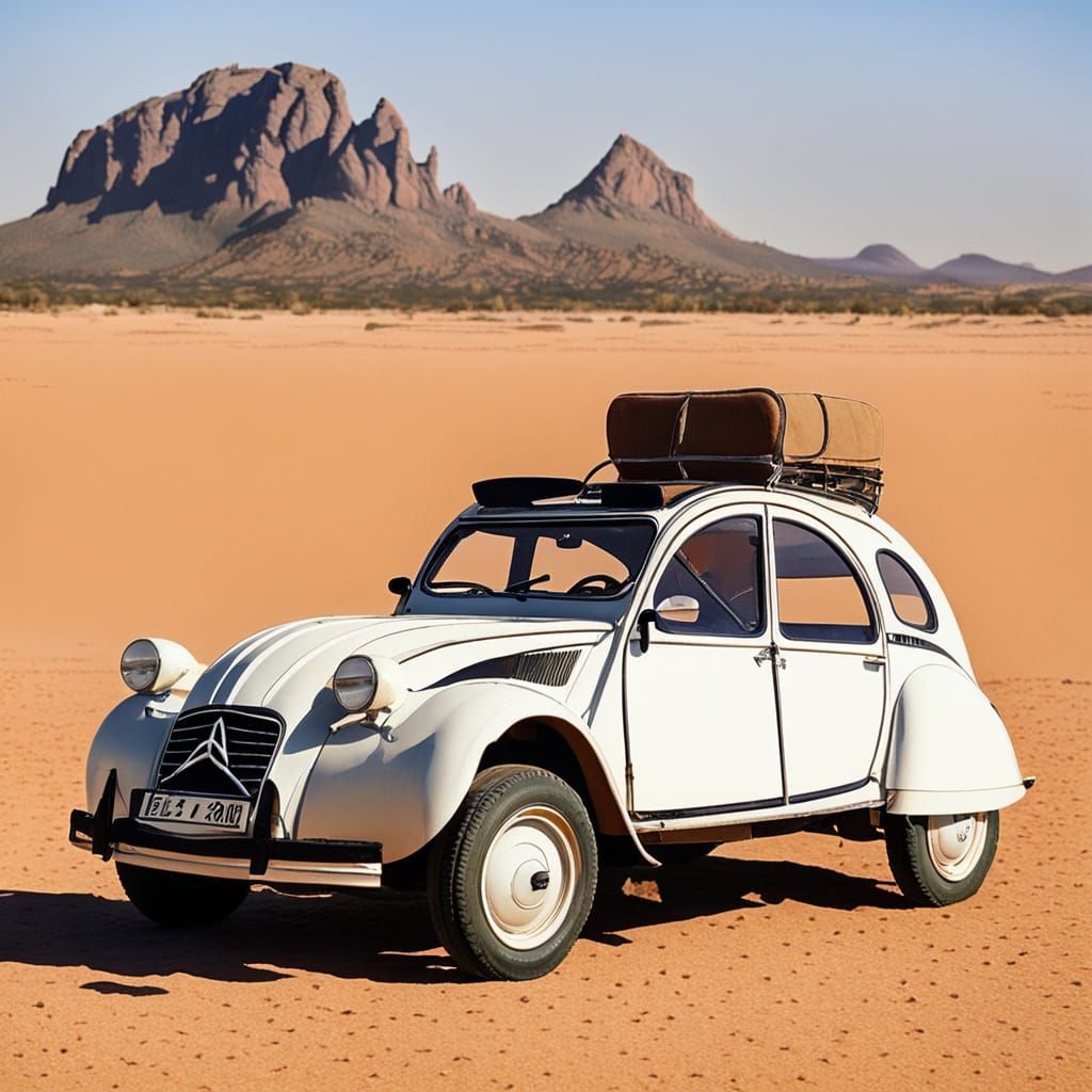 Vintage Citroën 2CV in Desert Landscape