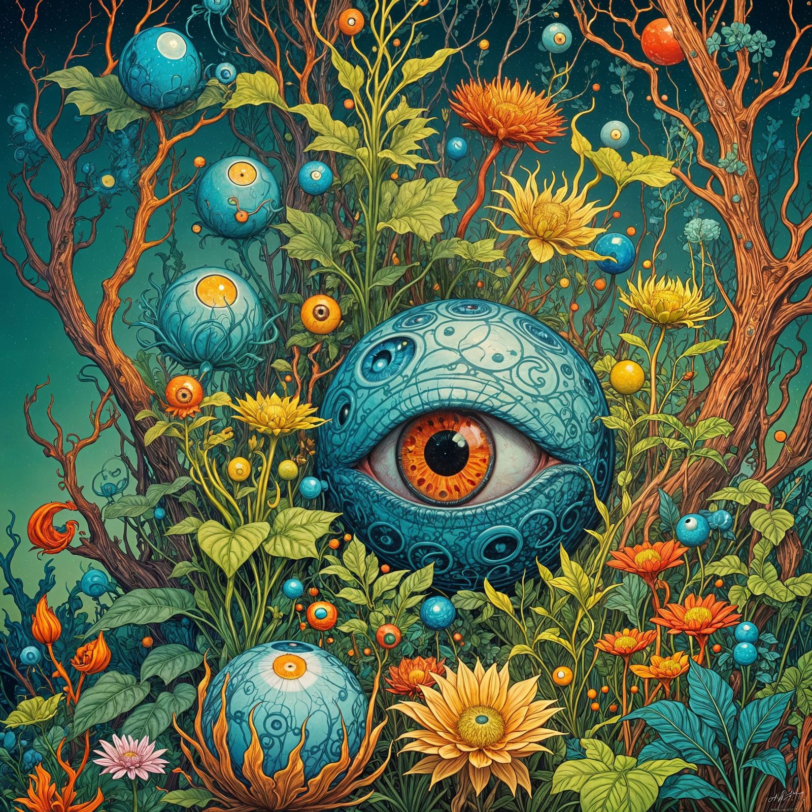 Whimsical Plants in Japanese Art Style