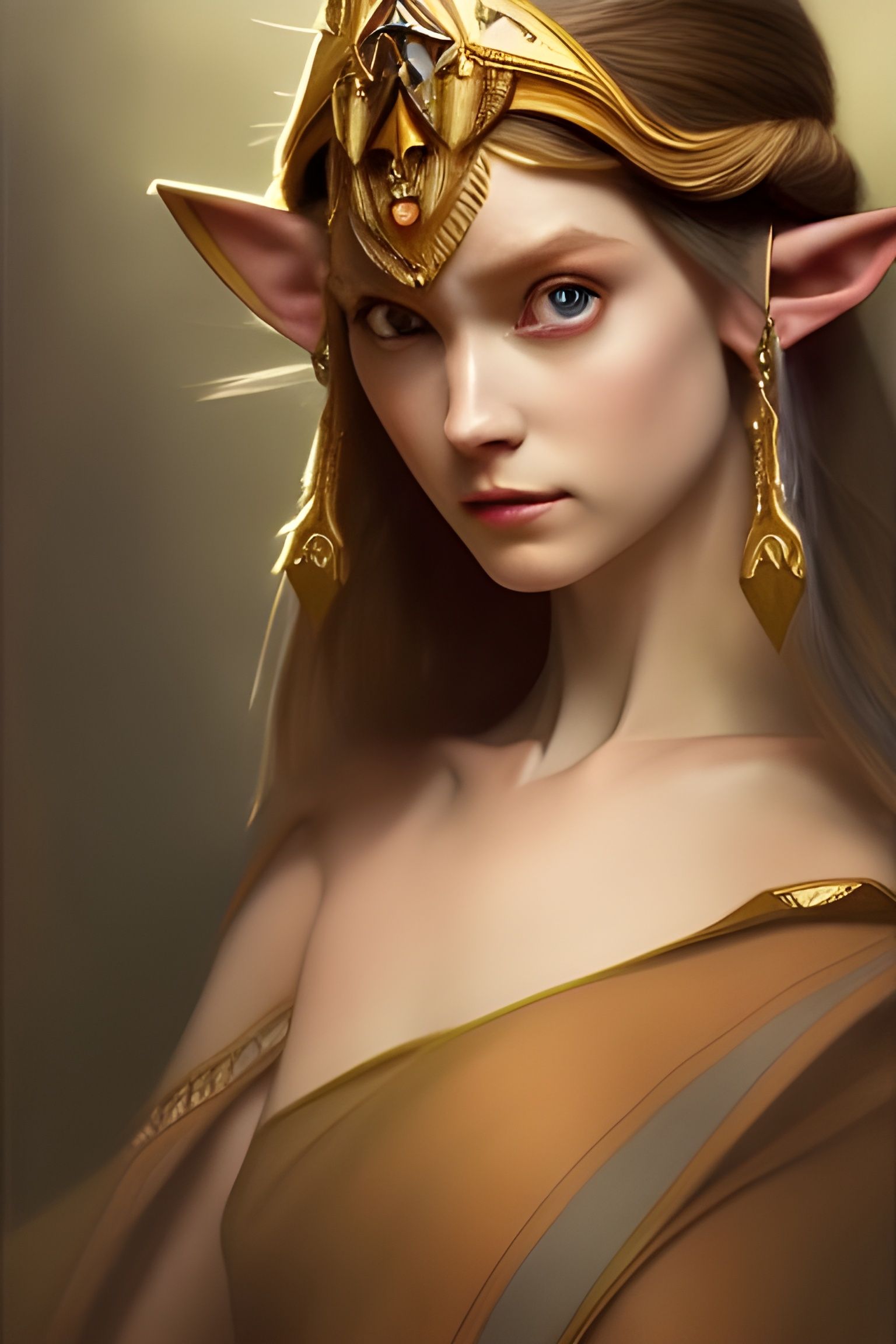 Princess Zelda Portrait in Watercolor Style