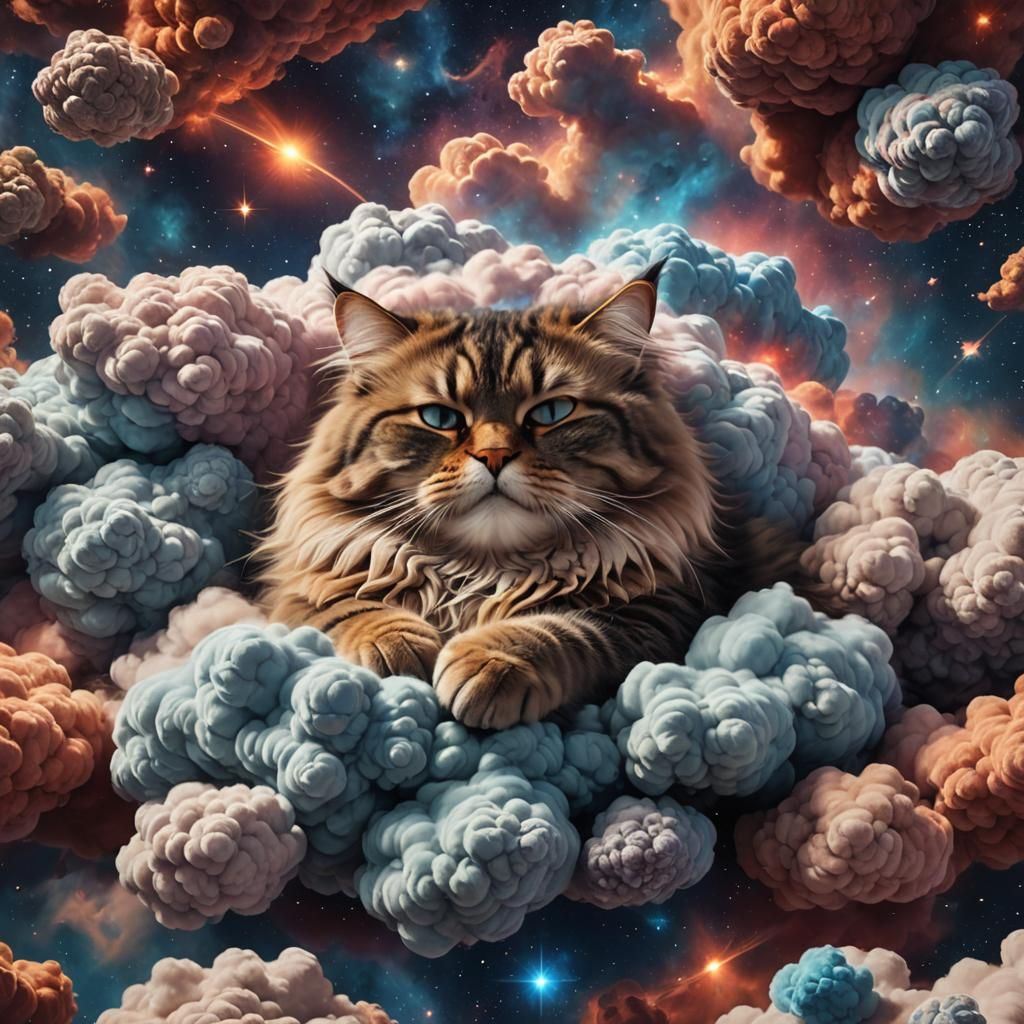 Giant Cat Napping on Cosmic Cloud