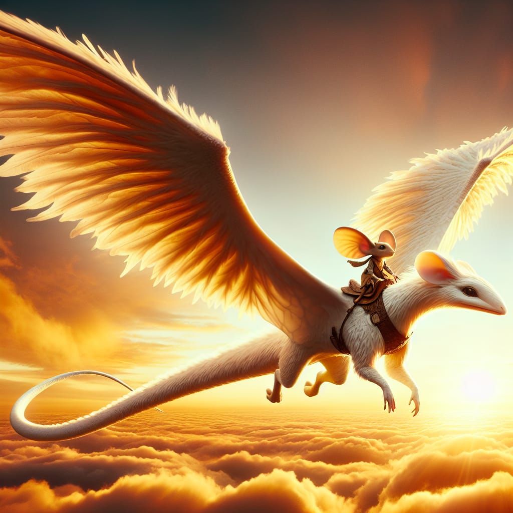 Enchanted Dragon Soars with Adventurous Mouse Companion
