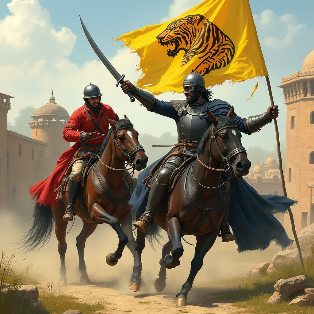 Muslim King Battles British Soldier in Futuristic Style