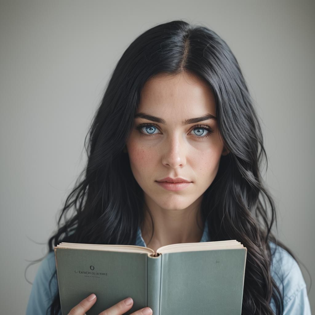 Elegant Portrait of a Young Woman with Book
