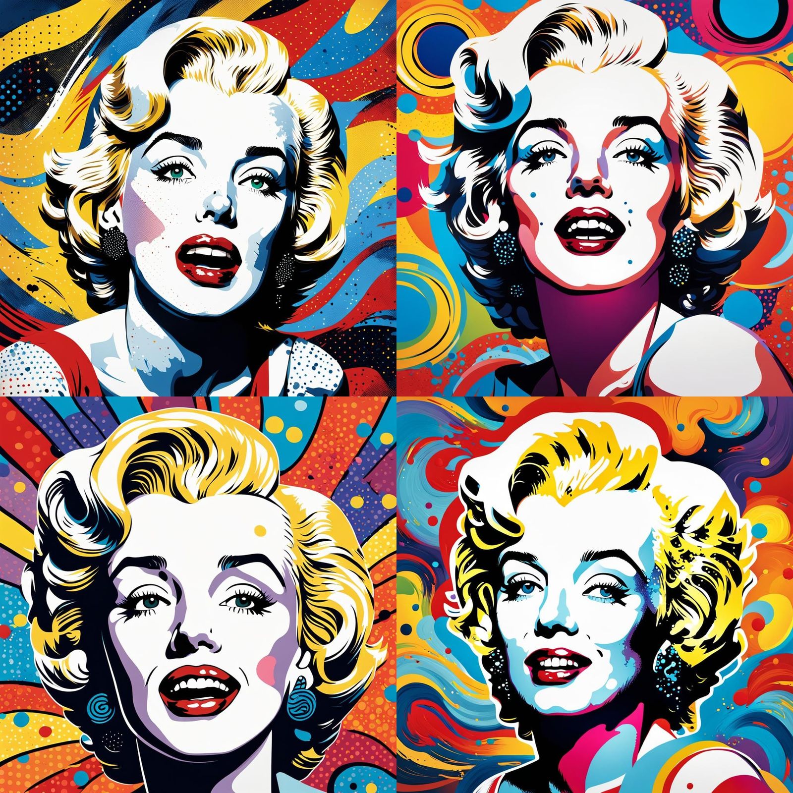 Cartoon Marilyn in Warhol's Pop Art Style