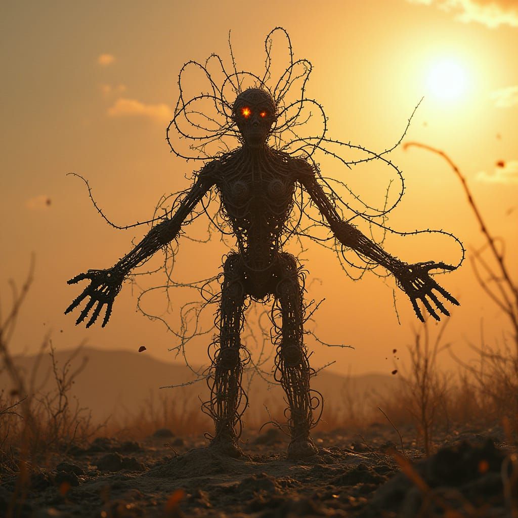 Surreal Sci-Fi Barbed Wire Sculpture of a Desiccating T'lan ...