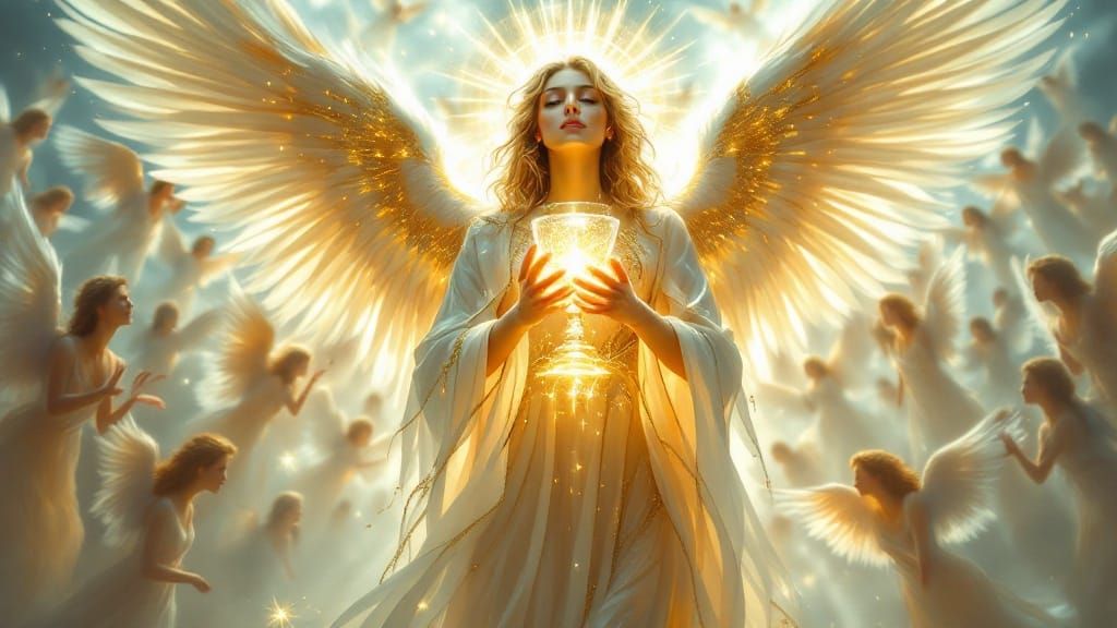 Angel of Light with Holy Chalice in Ethereal Glow