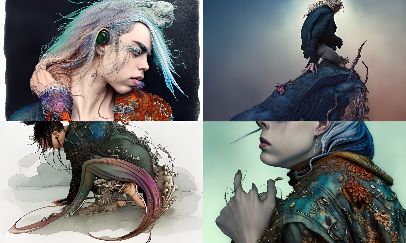 Billie Eilish Iridescent Watercolor Portrait