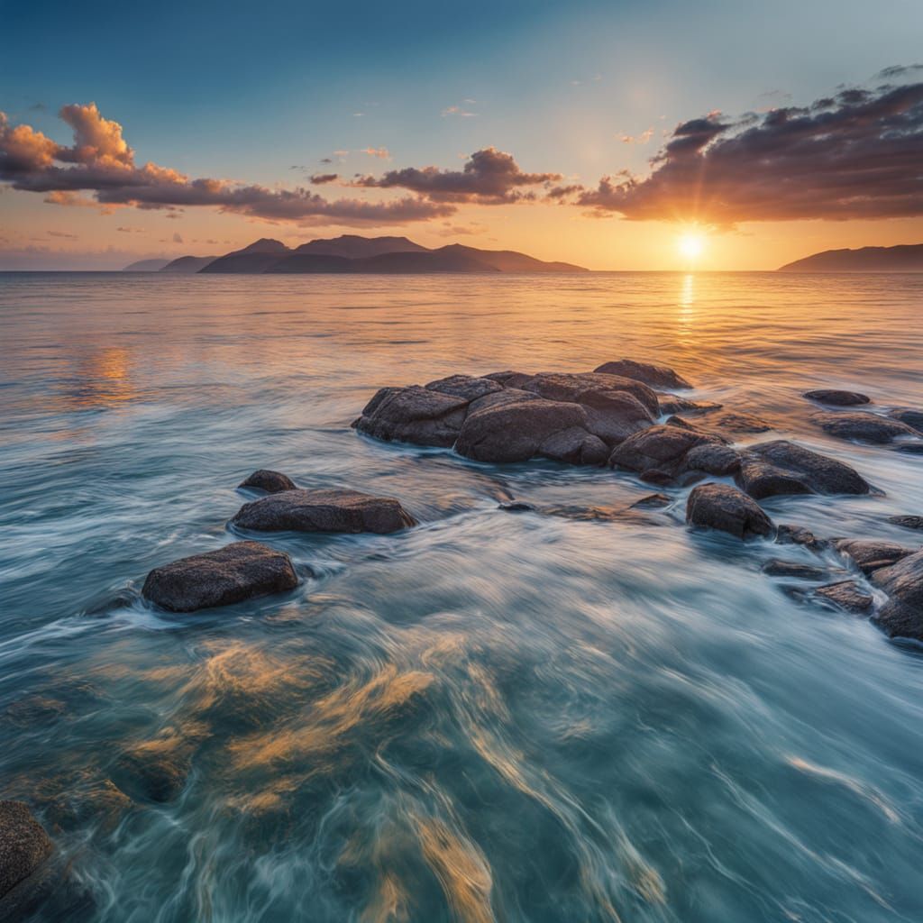 Soothing Blue Horizon in Cinematic Style