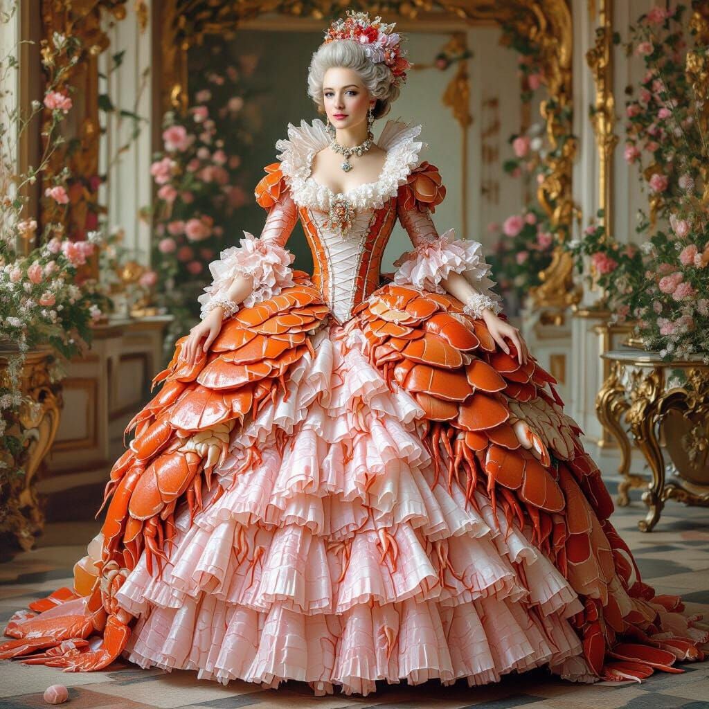 Rococo Noblewoman in Lobster Shell Gown