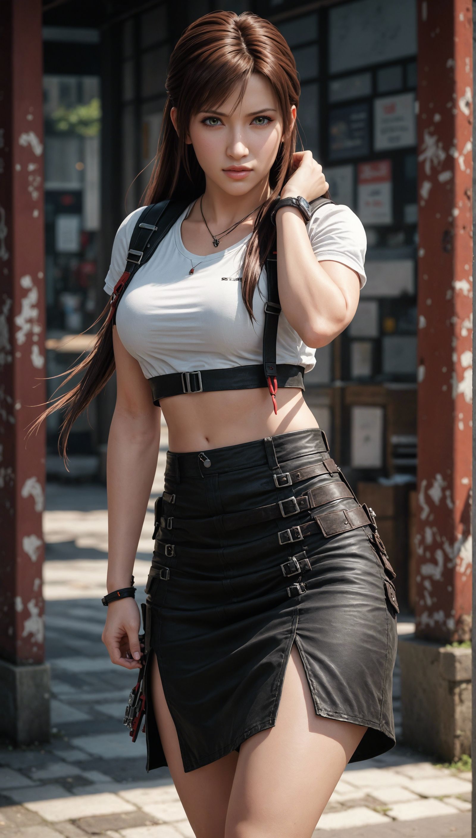 Tifa Lockhart in Train Station, Digital Illustration