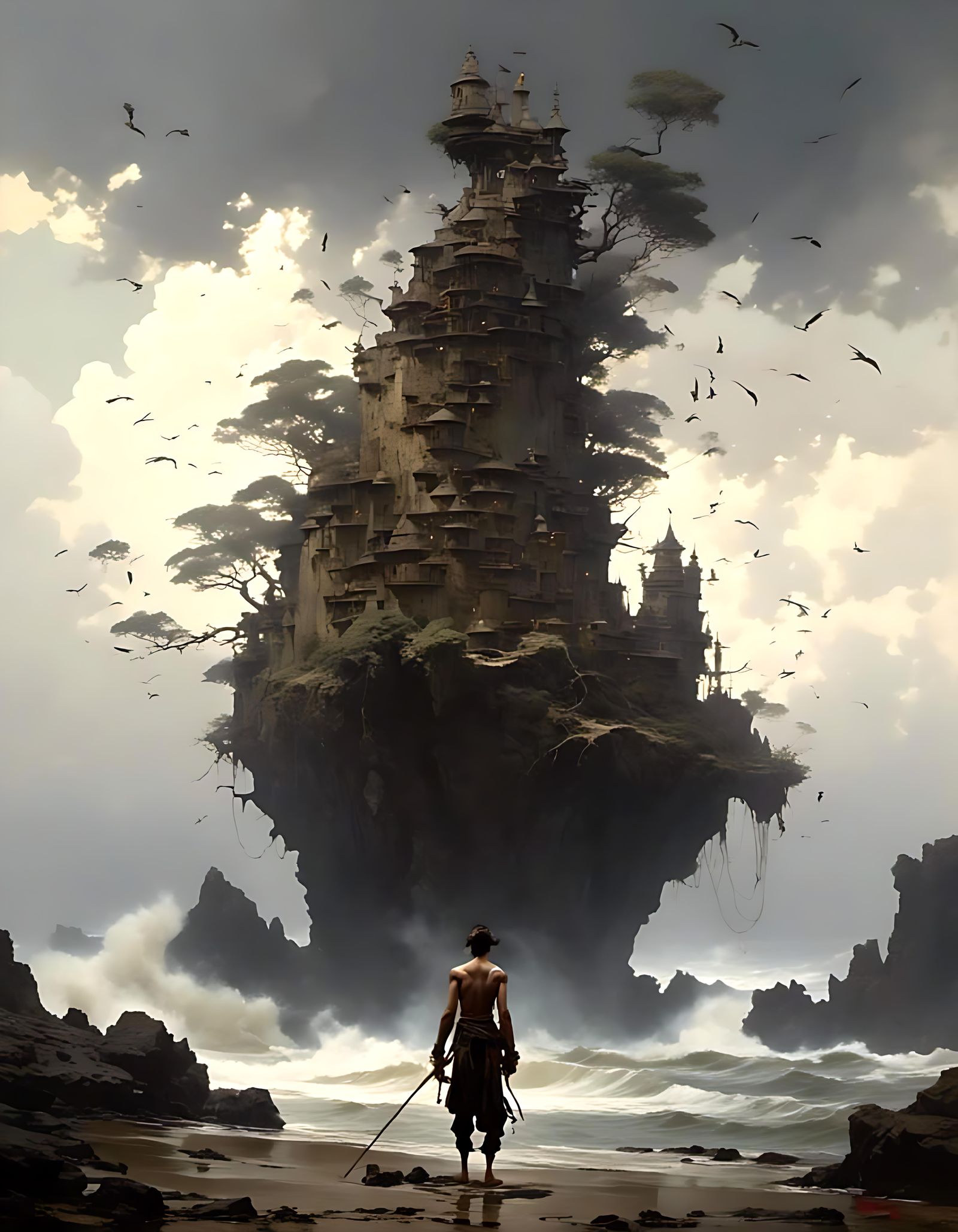 Surreal Fantasy Image of Insanity in Pre-Raphaelite Style