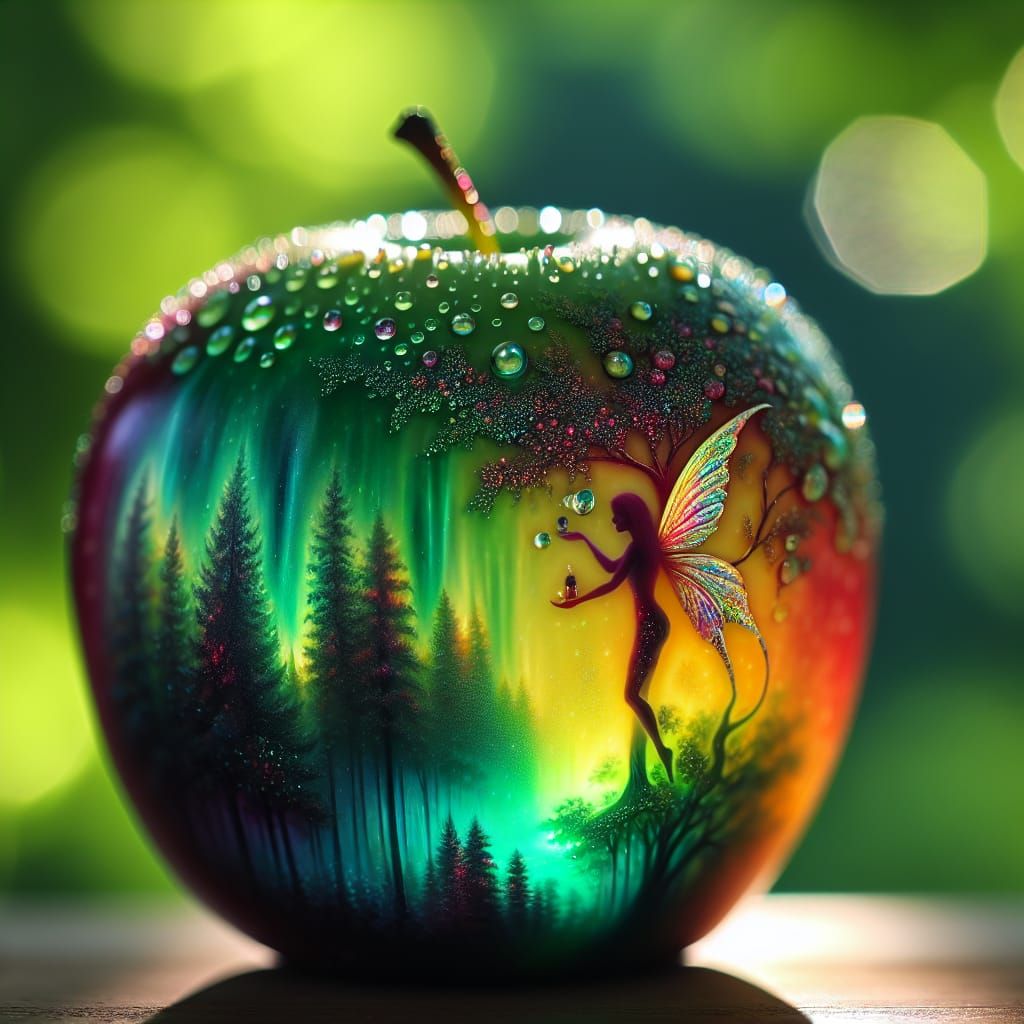 Rainbow Apple in Enchanted Forest