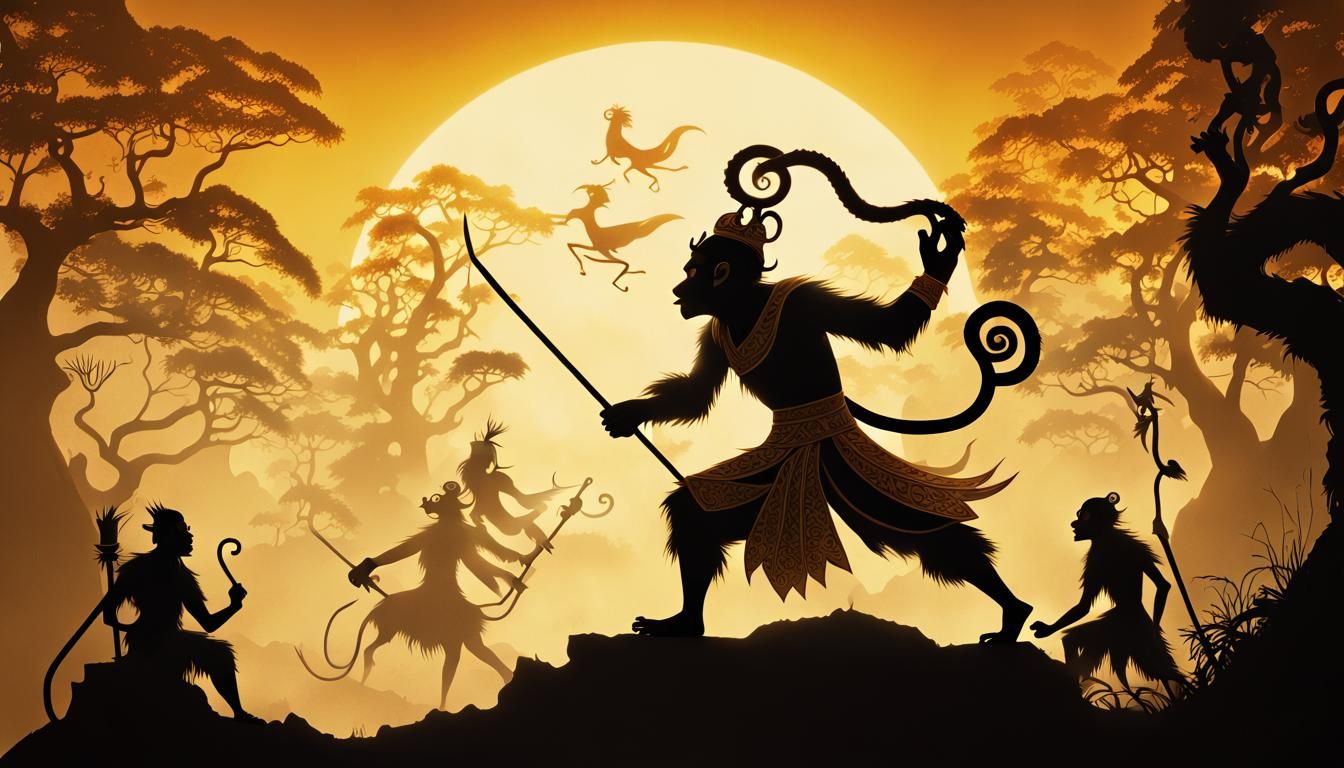 Monkey King Silhouette Animation in Golden Ratio