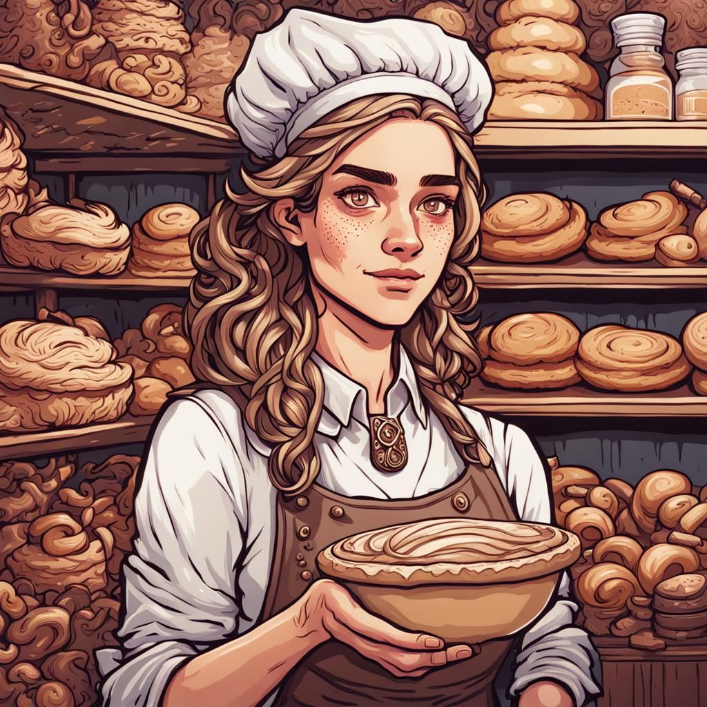 Ornate Portrait of a German Baker, Digital Art