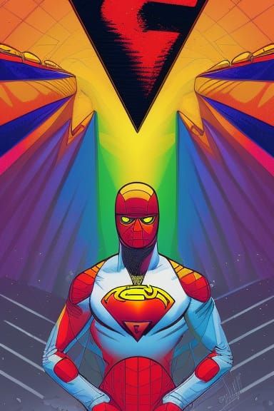 Rainbow Star Superhero in Comic Book Style