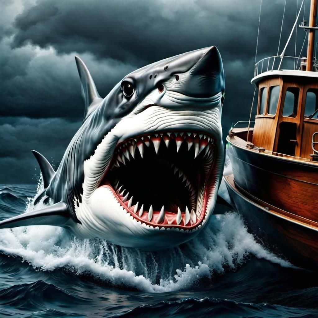 Jaws Shark Attack in Hyperrealism