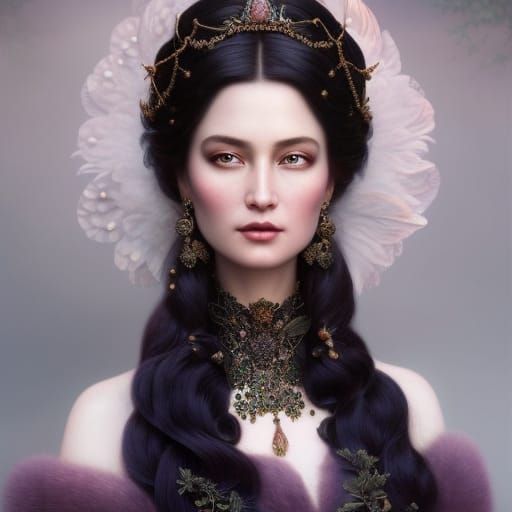 Mountain Goddess Portrait in Hyperrealist Style