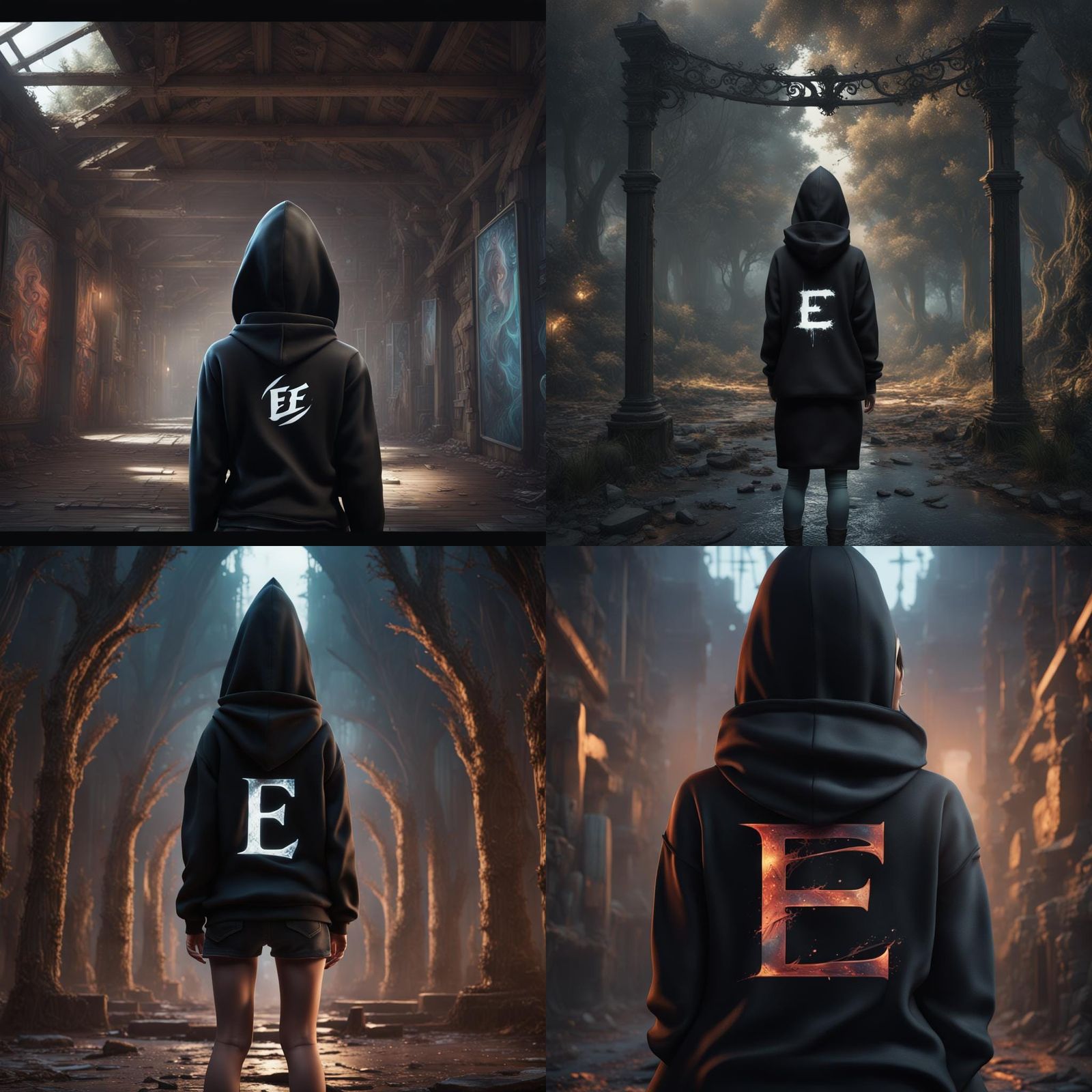 Girl in Black Hoodie: Detailed Fantasy Art