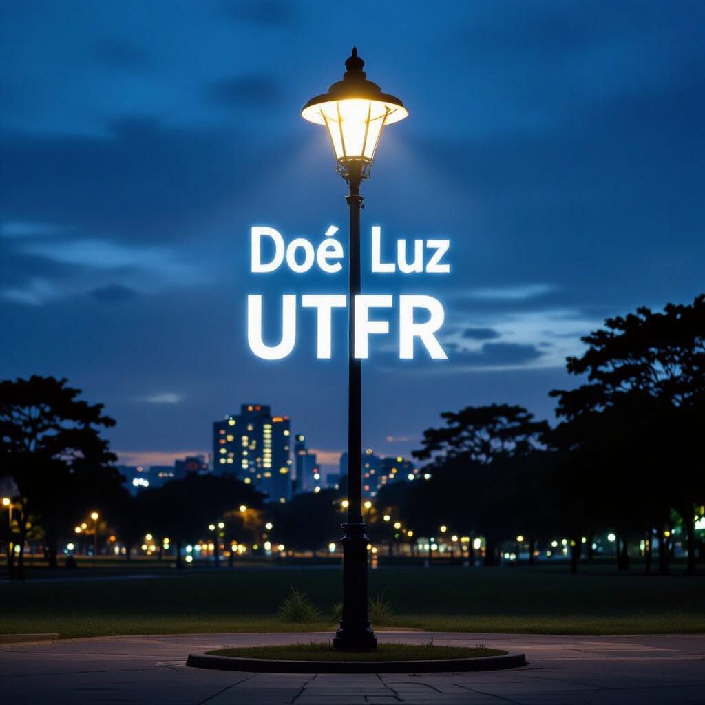 Luminous Light Post with 'Doe Luz UTFPR' Message