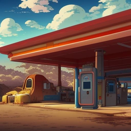 Retro Martian Gas Station: Anime Key Visual