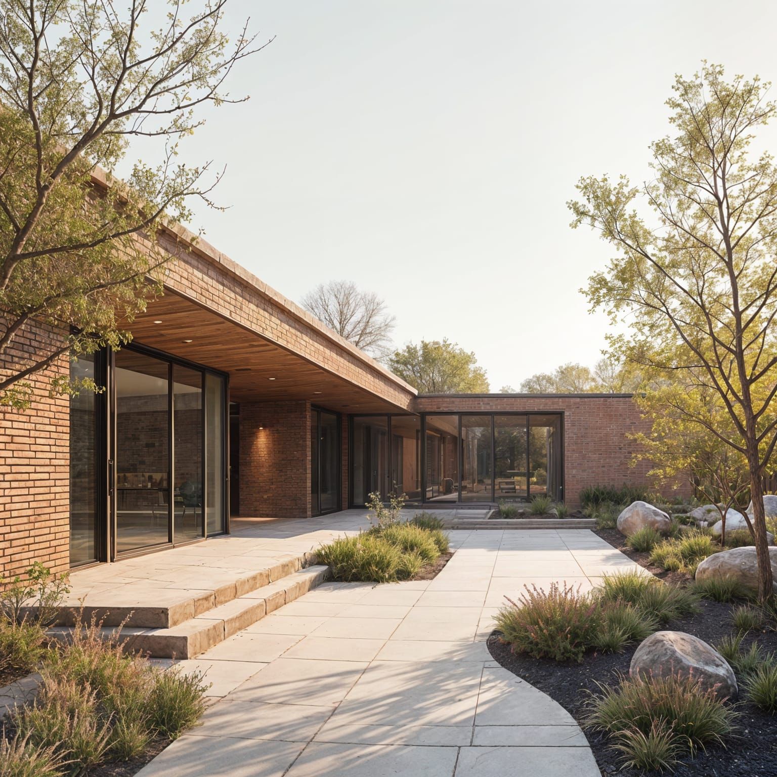 Minimalist Cultural Center: Brick and Pottery Heritage