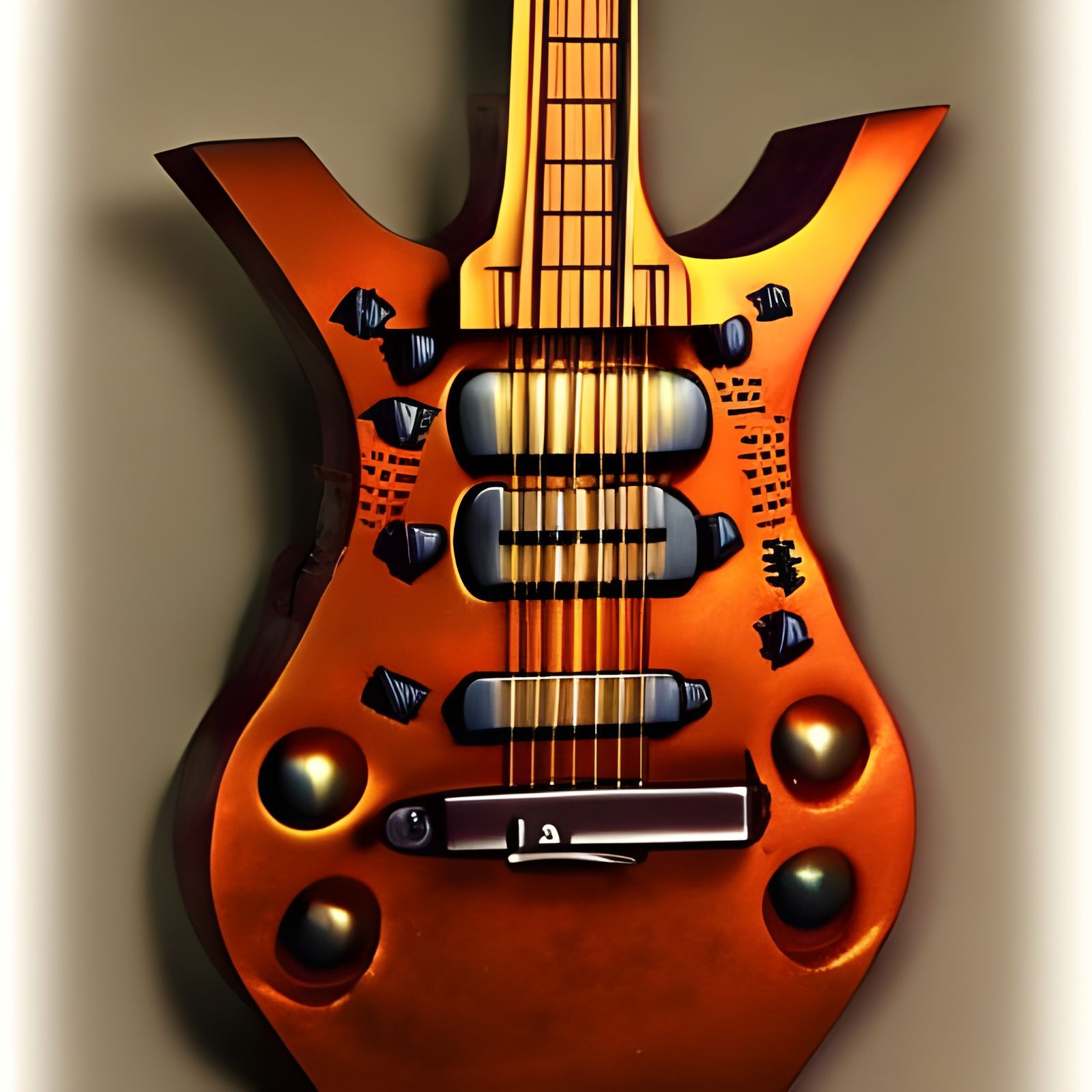 Steampunk Guitar in Retrofuturistic 3D Rendering