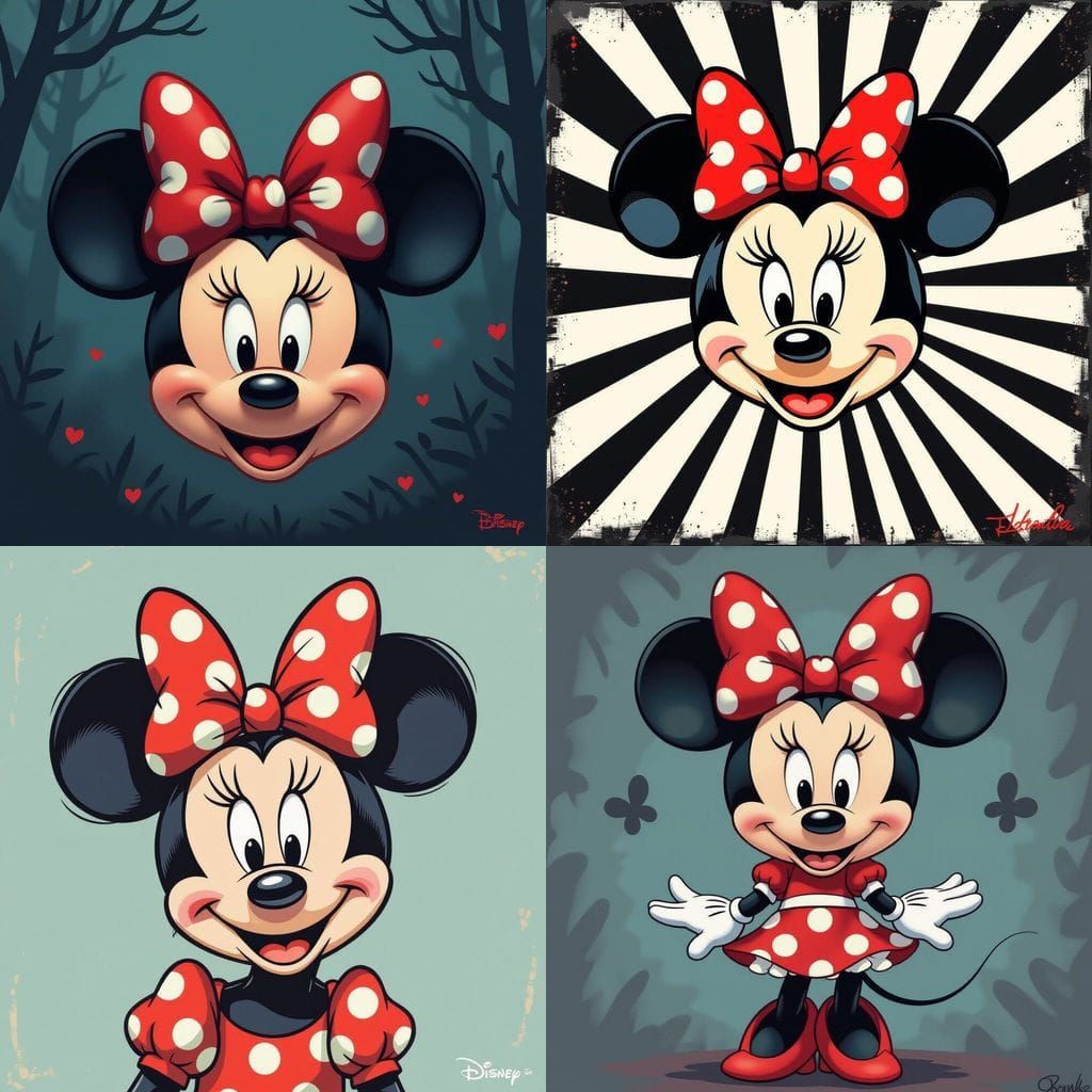 Minimalist Minnie Mouse Head in Solid Black