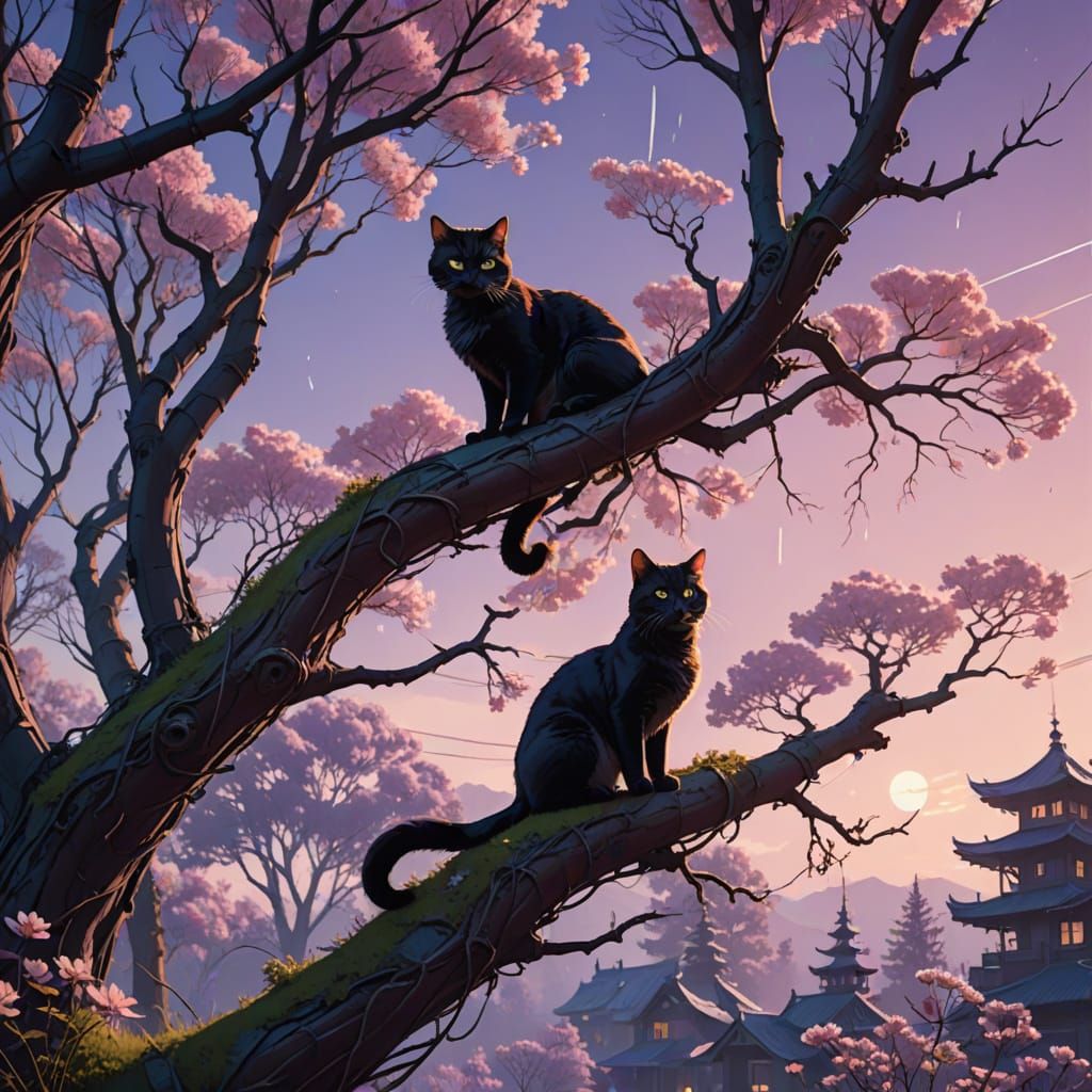 Ethereal Whimsy: Delicate Tree with Silk Flowers in a Dreaml...