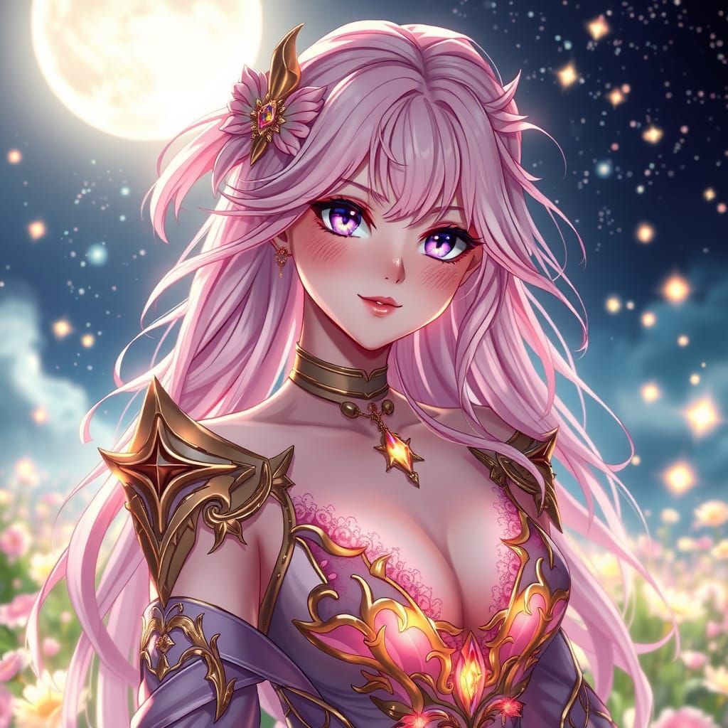 Goddess-Like Astolfo in Celestial Fantasy Scene