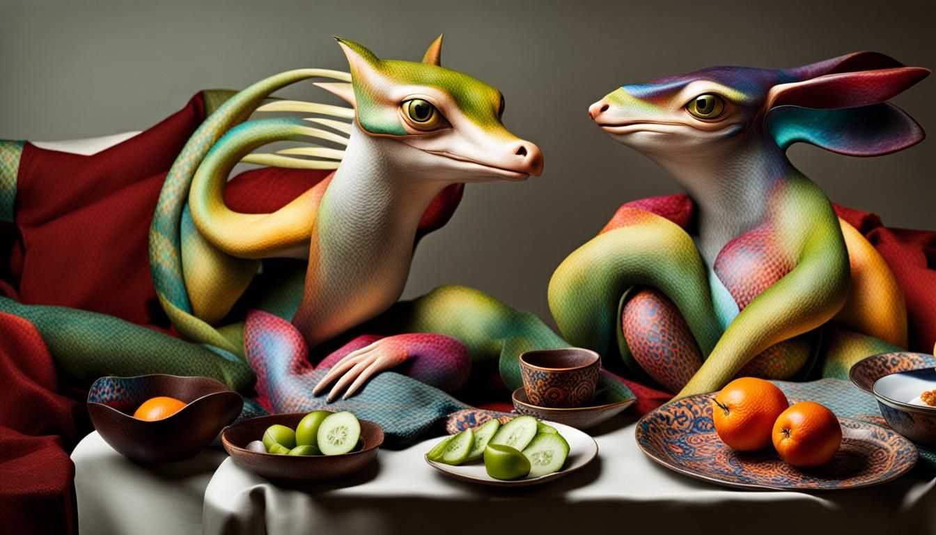 Surreal Alien Restaurant Celebration in Gritty Detail