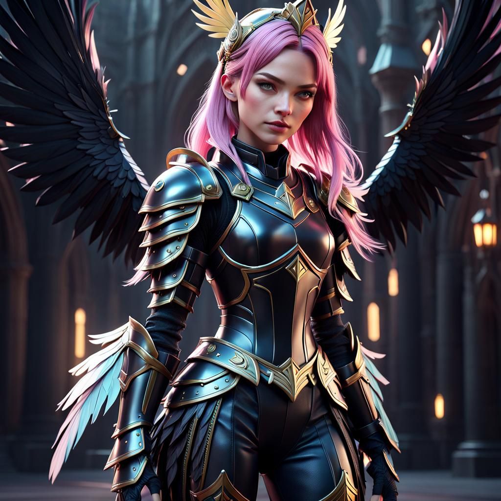 Kawaii Girl Knight in Armor: 3D Rendered Portrait