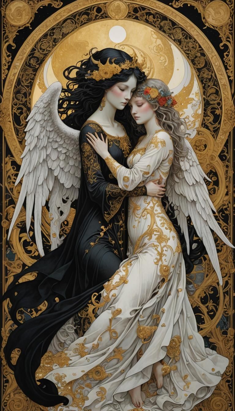 Yin Yang Tarot Card in Double Exposure Style